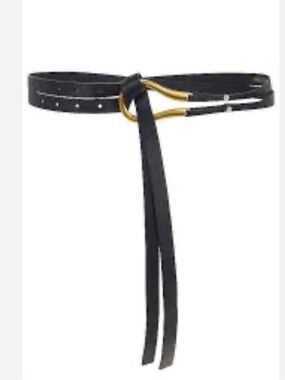 Anthropologie Black Belt with Gold Loop Accent